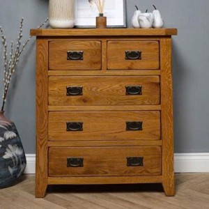 PPS Oak3 : Tủ Gỗ Sồi 3+2 Ngăn Kéo Đứng